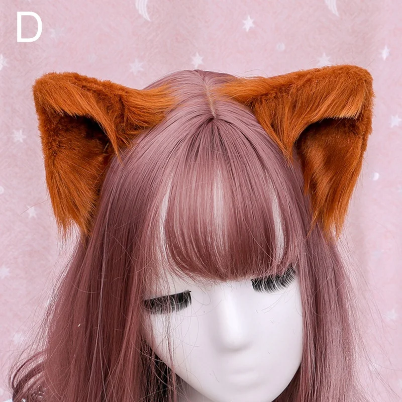 Cat Ears Fashion Sweet Lovely Furry Animal Beast Ear Hair Clips Anime Lolita Wolf Cat Ears Cosplay Plush Halloween Furry Costume witch costume women
