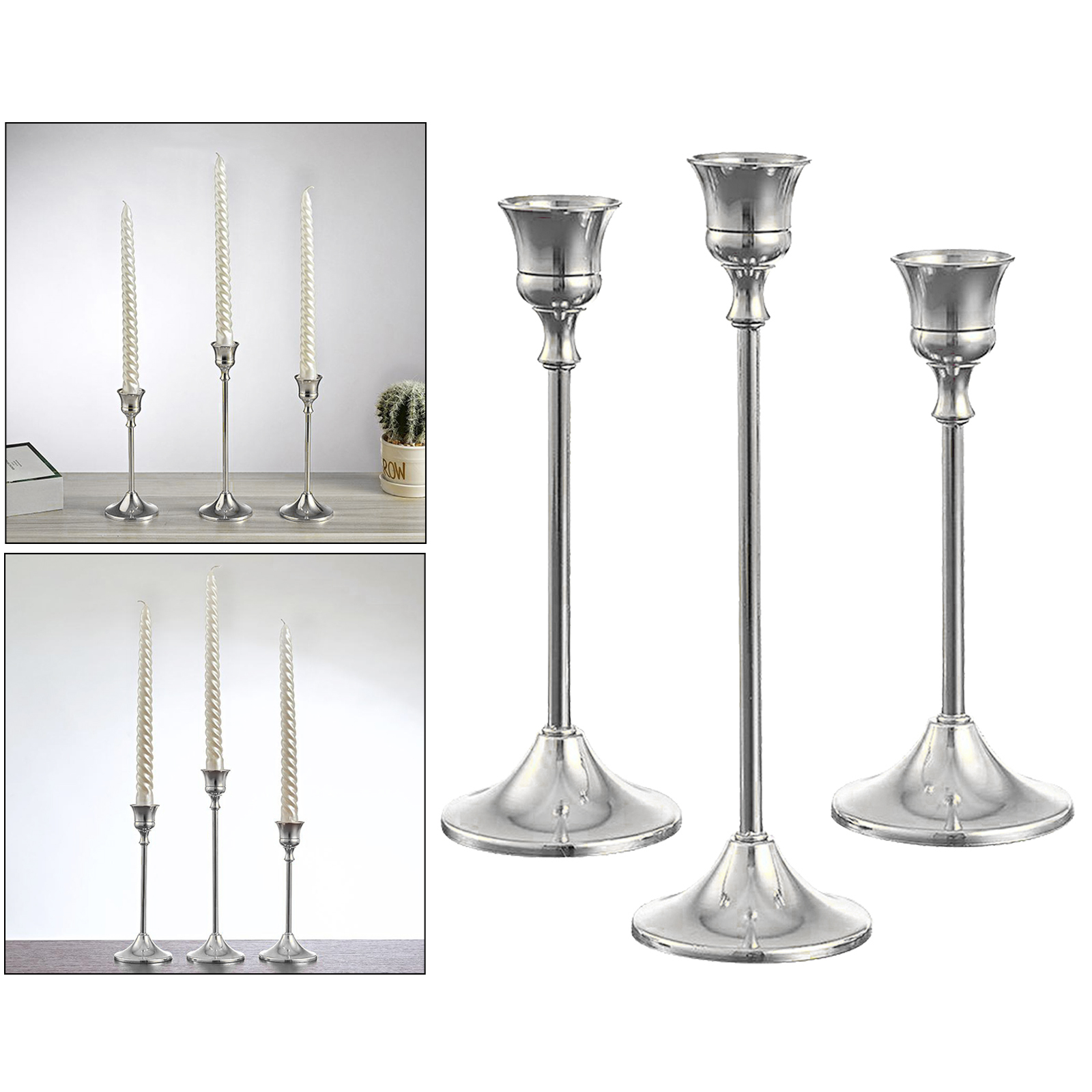 Candle Holder Silver Taper Candlesticks Wedding Dinning Party Table Decorative Candelabra Modern Holder
