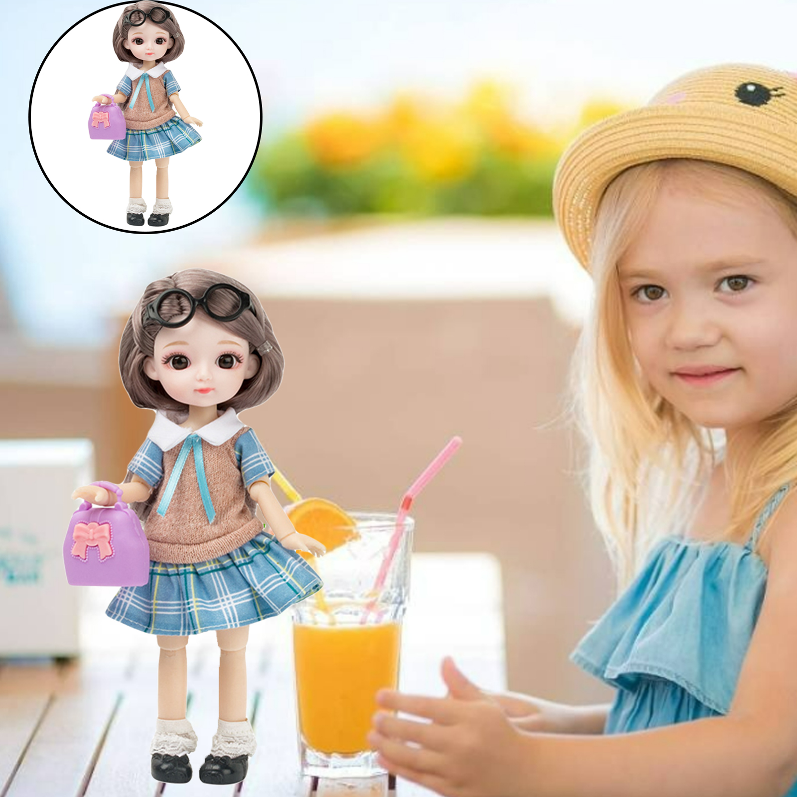 Cute Girl BJD Dolls 20cm Joints Doll Ball Jointed Dolls Wearing Clothing Sweater Skirt Suit Full Set Toys for Girls