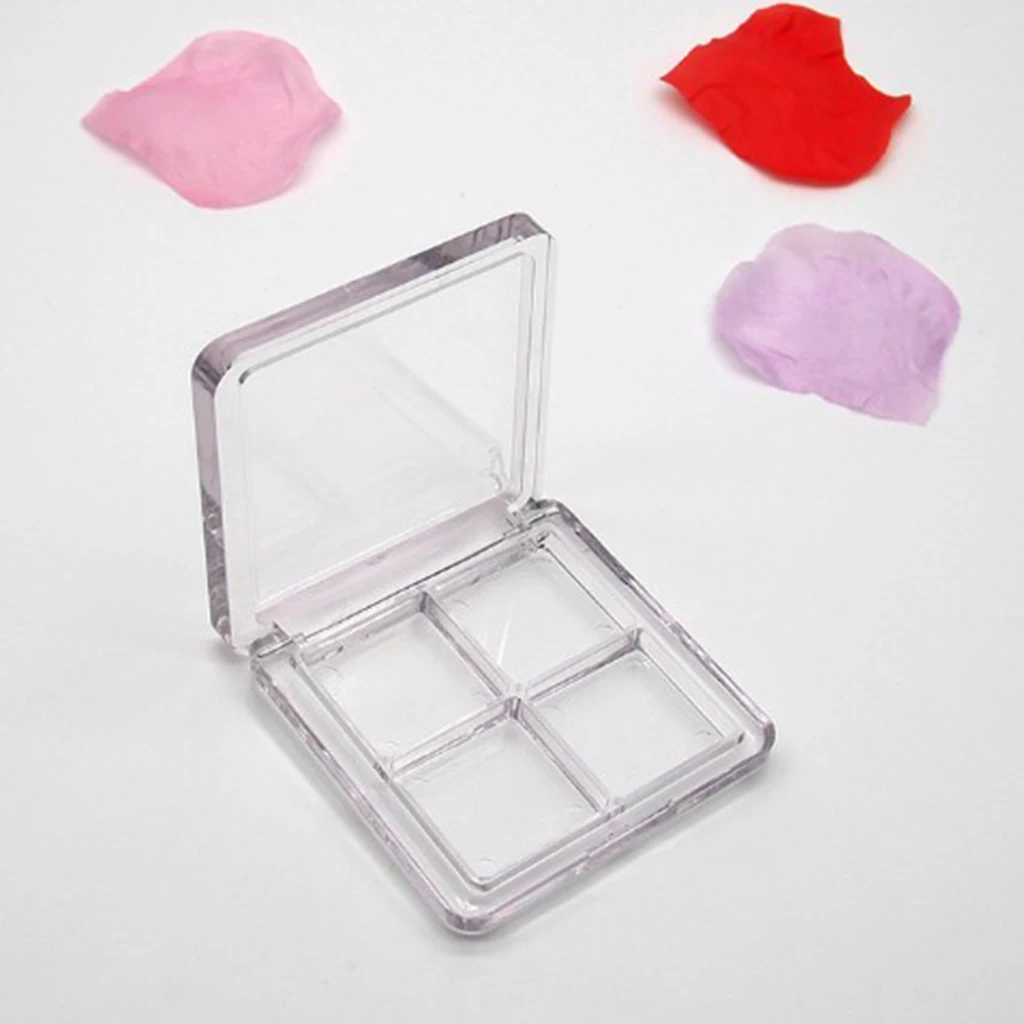 4 Slots Clear Portable Makeup DIY Eyeshadow Palette Case Travel Compact Blusher Lipstick Container Organizer Box