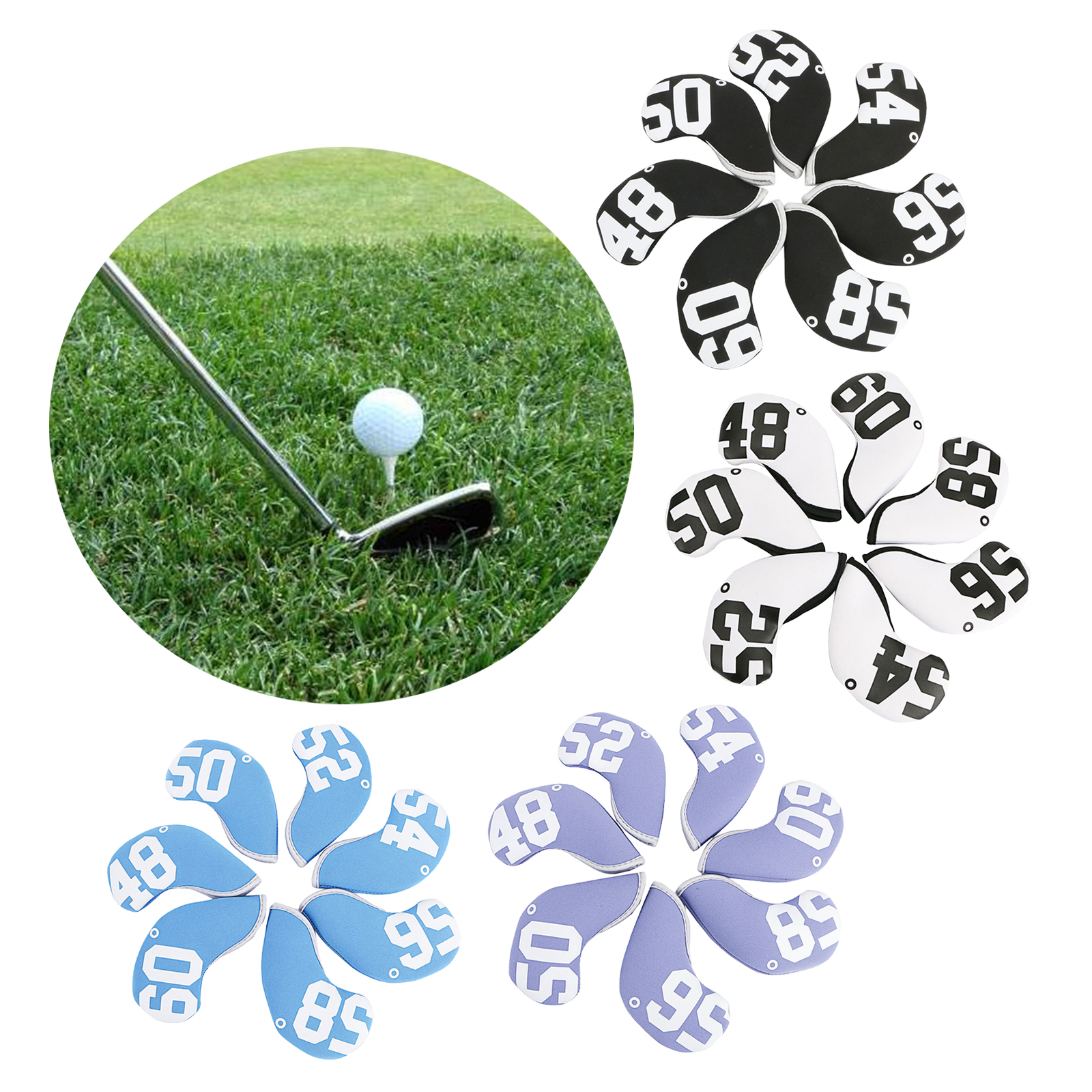 10Pcs Number Golf Iron Head Covers Iron Headovers Wedges Covers Golf fan supplies 48° 52° 56° 60°