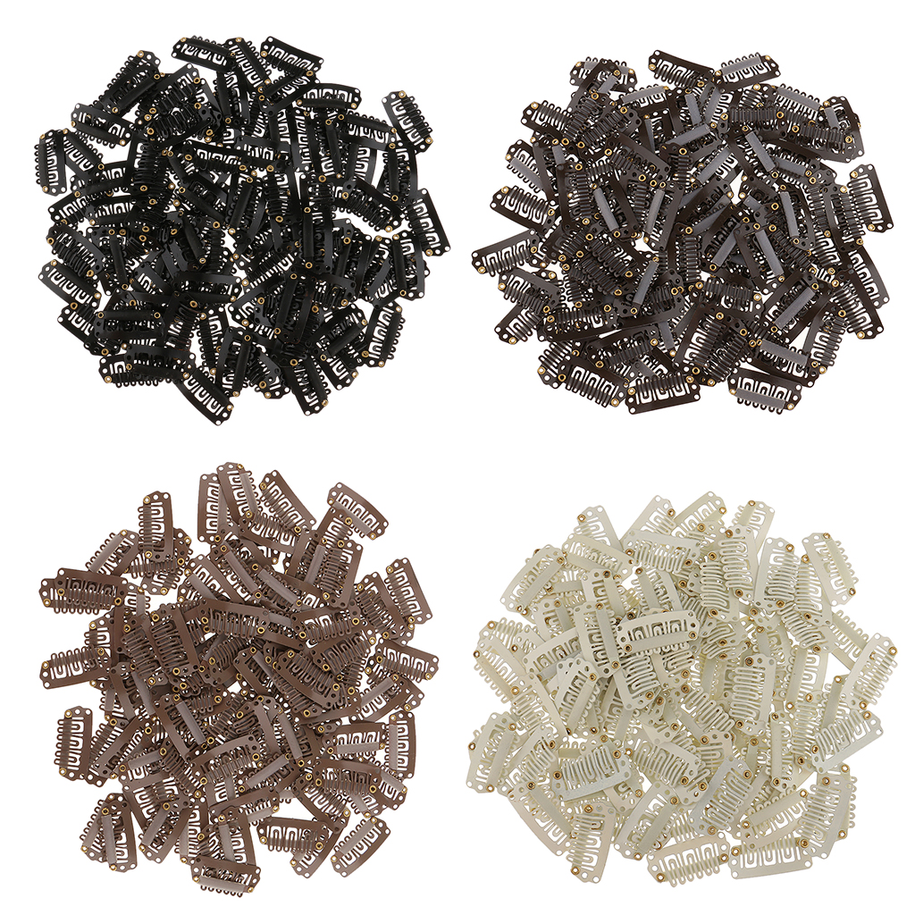 100x Metal Snap Clips Grip For Feather Hair Extensions Wigs Weft Hairpiece 28mm