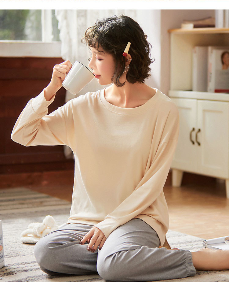 Algodão dos Desenhos Comprida + Calça Slpbely Feminino Pijamas Conjunto Nightwear Primavera Bonito Animados Manga Casual Casa Roupas 18 Pijamas e Moda Íntima