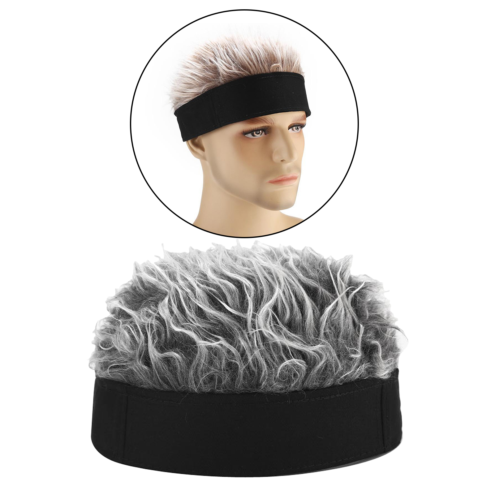 Unisex Men Women Sailor  Landlord Hat Roll Up Retro Brimless False Hair 