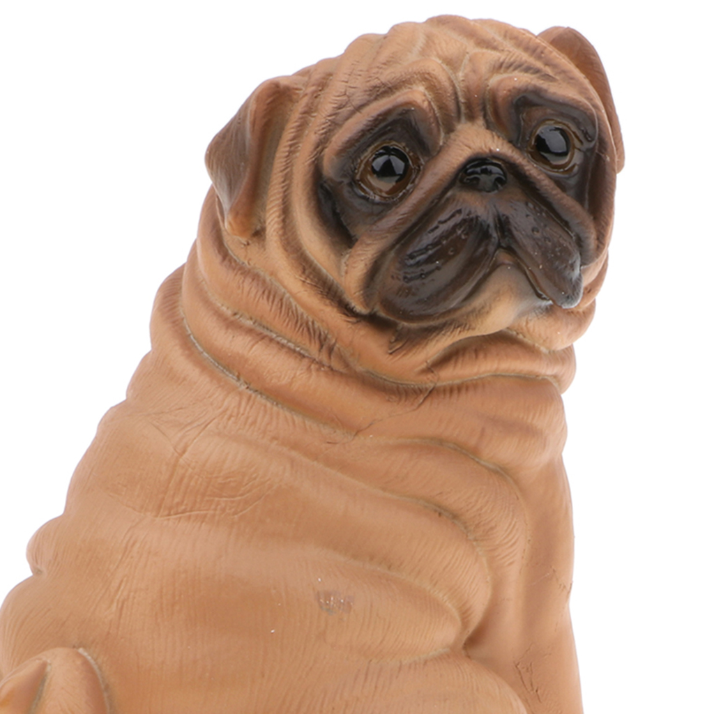 4 . 25   Inch   Simulation   Pug   Dog   Model   Figurine   Kids   Toy   Ornament  -  Yellow   Color