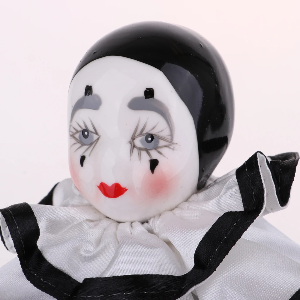 38cm Harlequin Pierrot Jester Clown Porcelain Doll in Clothes 15inch Tall #4