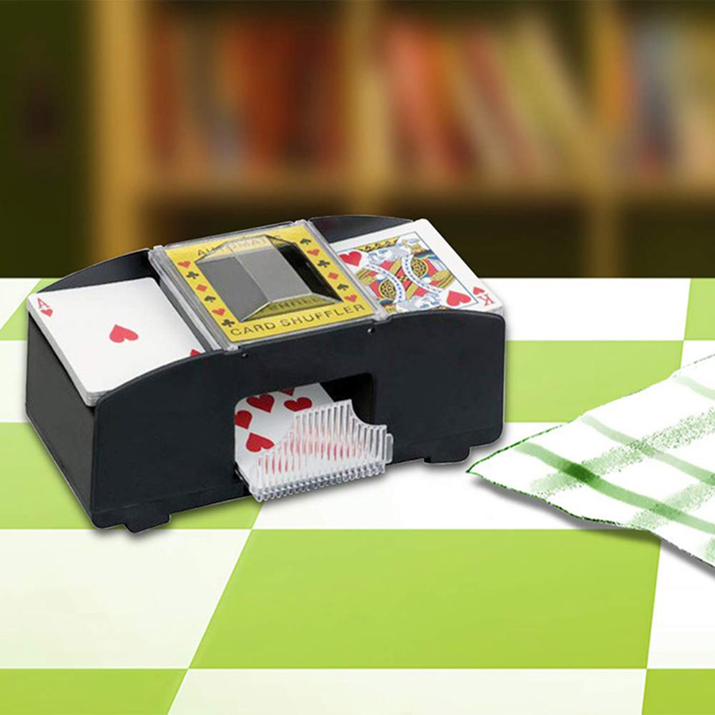 2 Deck Automatic Playing Card Shuffler Battery Operated Electric Shuffler