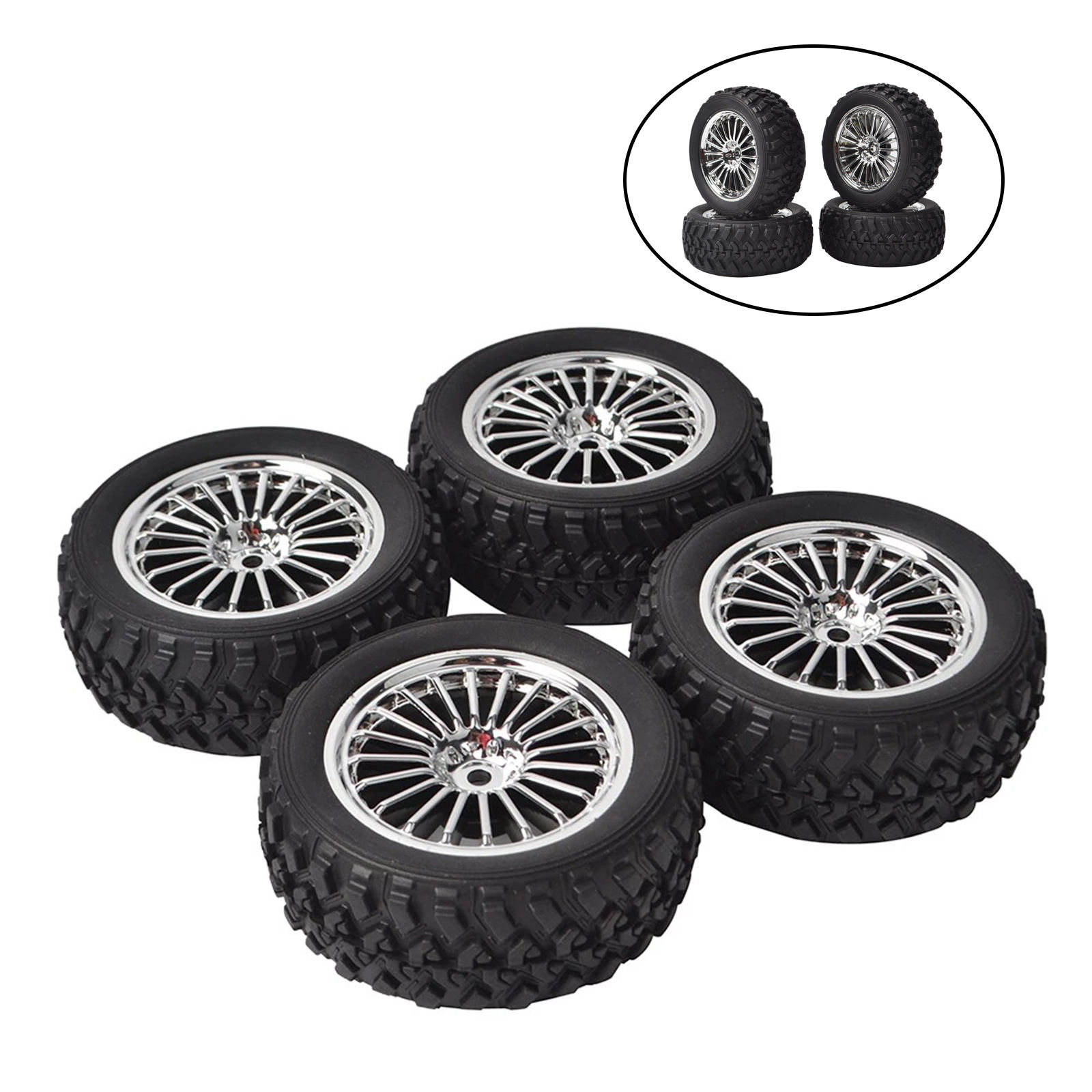 4x RC Rally Rubber Tires&Wheel Rim 12mm Hex 75mm Wear-Resist for HSP HPI Kyosho 1/10 Racing Off Road Parts Replacement Accessory
