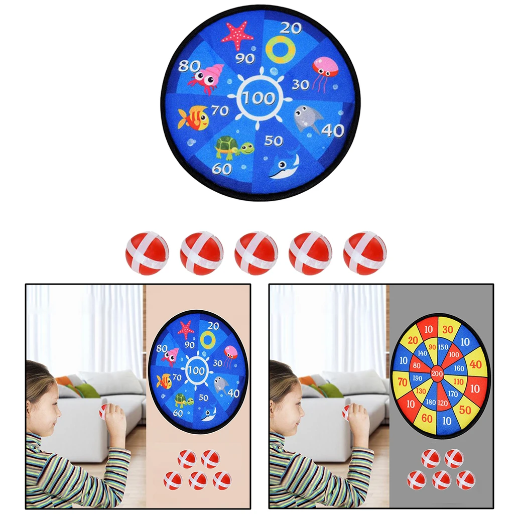 MagiDeal Kids Safe Dart Game Fabric Dart Board with 8 Sticky Balls Child Toy 