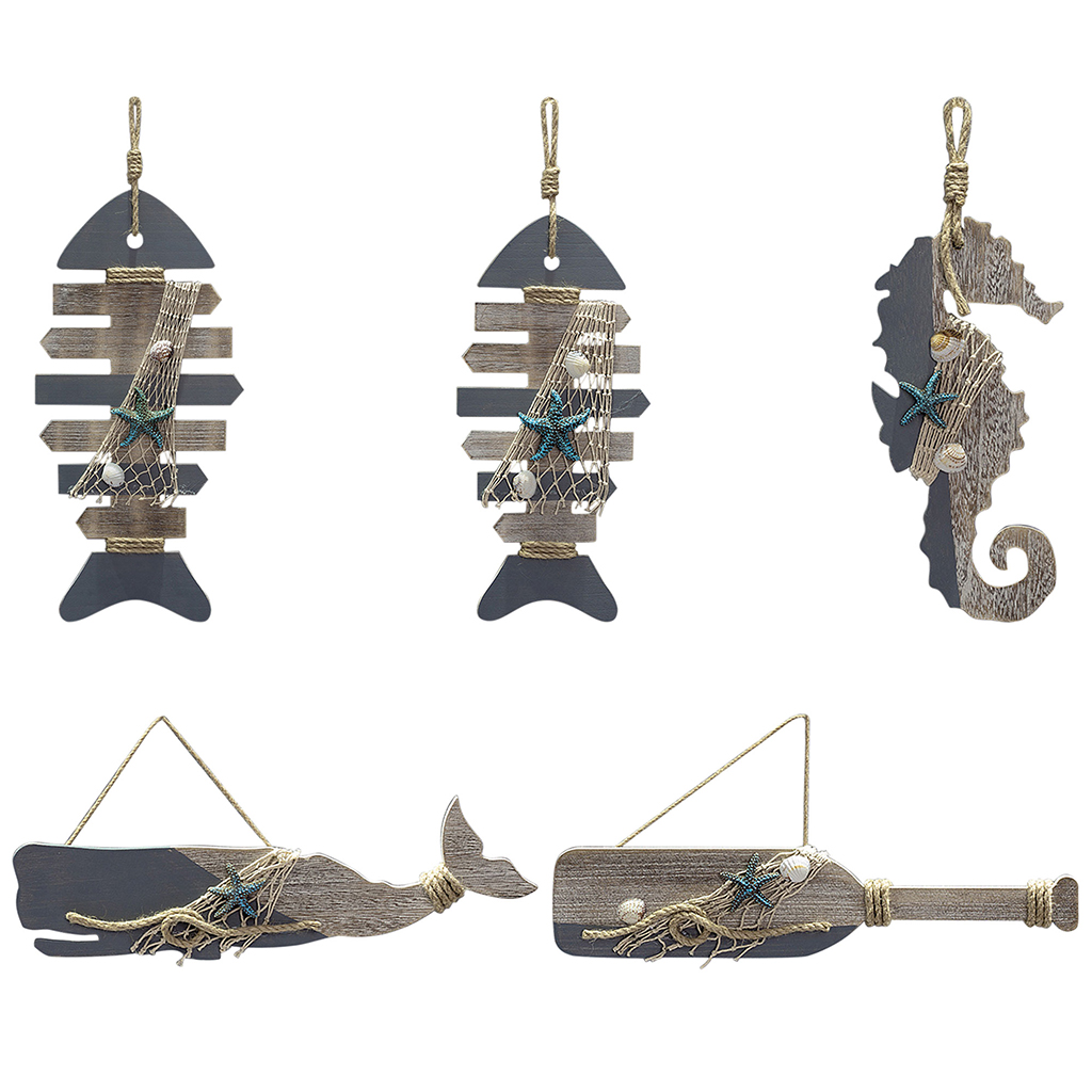 Graffiti Style Fish Shaped ing Pendants Wooden Decor Festival Ornament DIY Craft For Home Bar Hotel