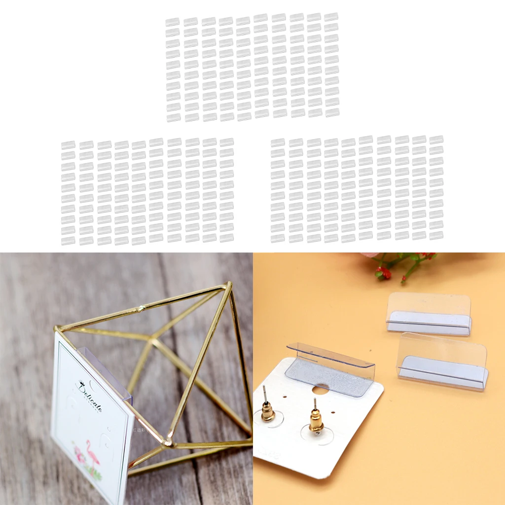 300 Pieces Earring Card Adapter Self-Adhesive Lip Adapter Plastic Lip Hanger for Earring Necklace Card Display (1 x 1.2 inch)	*