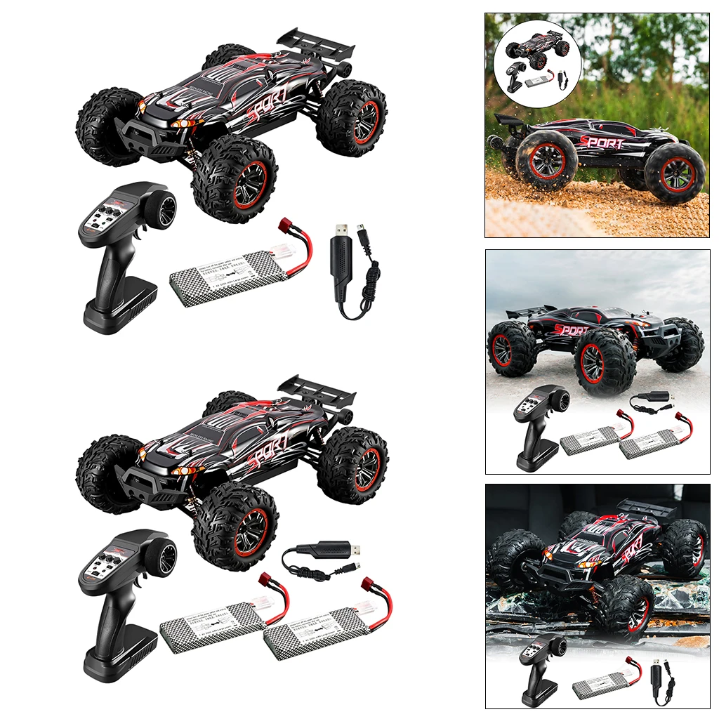 All Terrain 1/10 RC Car 2.4G 4WD Truck 2200mah Large Capacity Battery 100m Remote Distance Climbing Car Toy for Boys and Adults