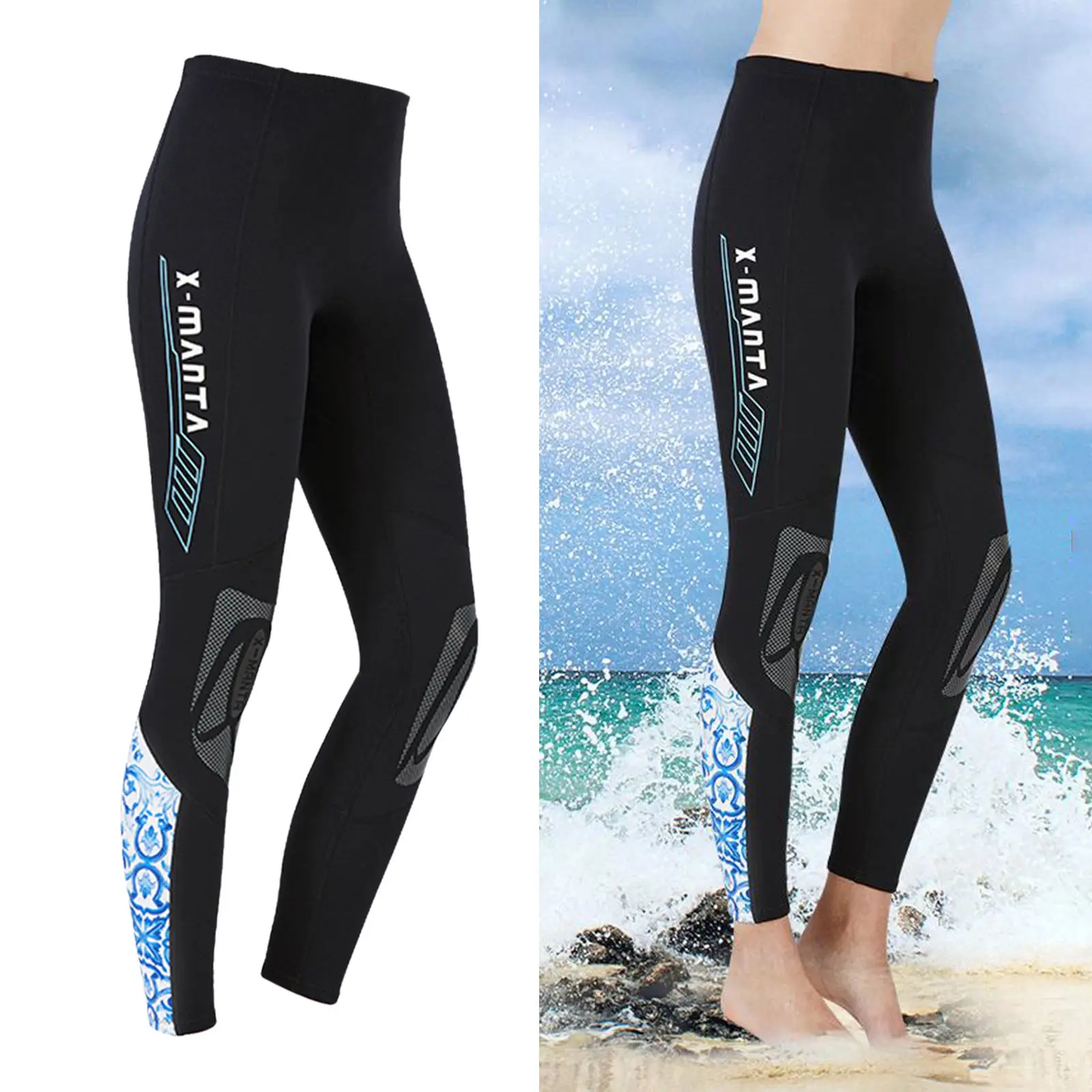 Men`s Women`s Wetsuit Pants, 3mm Neoprene Long Pants for Surfing Kayaking Swimming Diving Canoeing