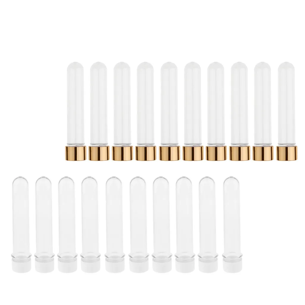 10pcs 40ml Clear PET Plastic Test Tubes With Screw Caps Bead Containers - 25x140mm