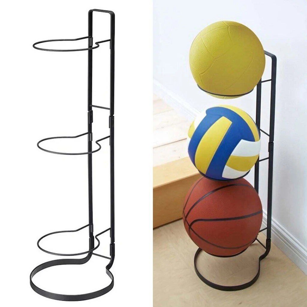 Black Metal Basketball Display Storage Rack Shelf Balls Holder Space Saver