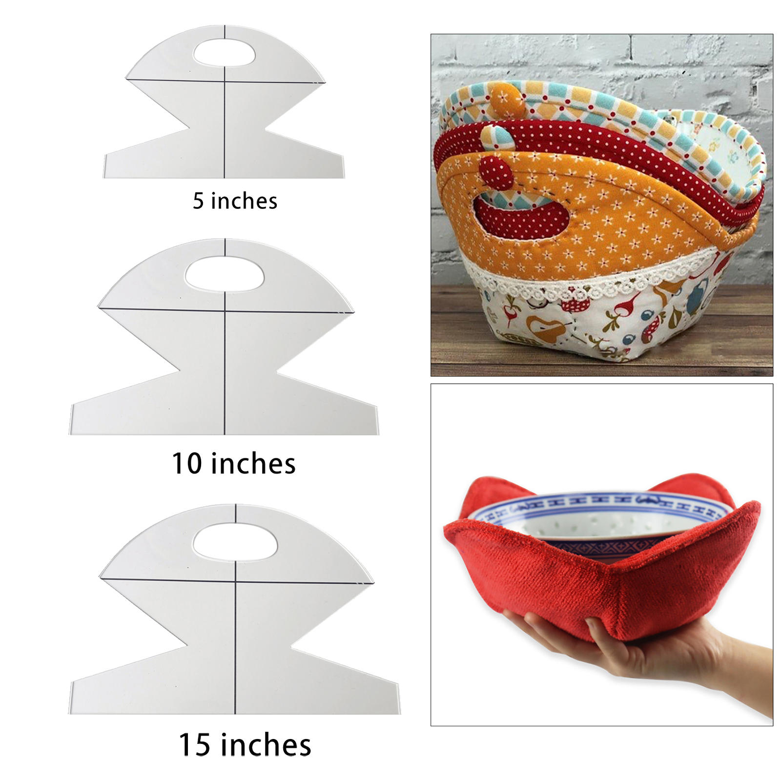 3pcs Bowl Cozy Template Acrylic DIY Craft Patchwork Ruler 5&10&15 inch Bowl Wrap for Sewing Quilting Template Sewing Pattern