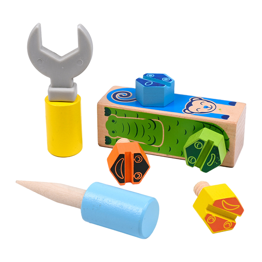 Wooden Screw Block Toy Nut Repair Tool Set Fun Fine Motor for Boys & Girls