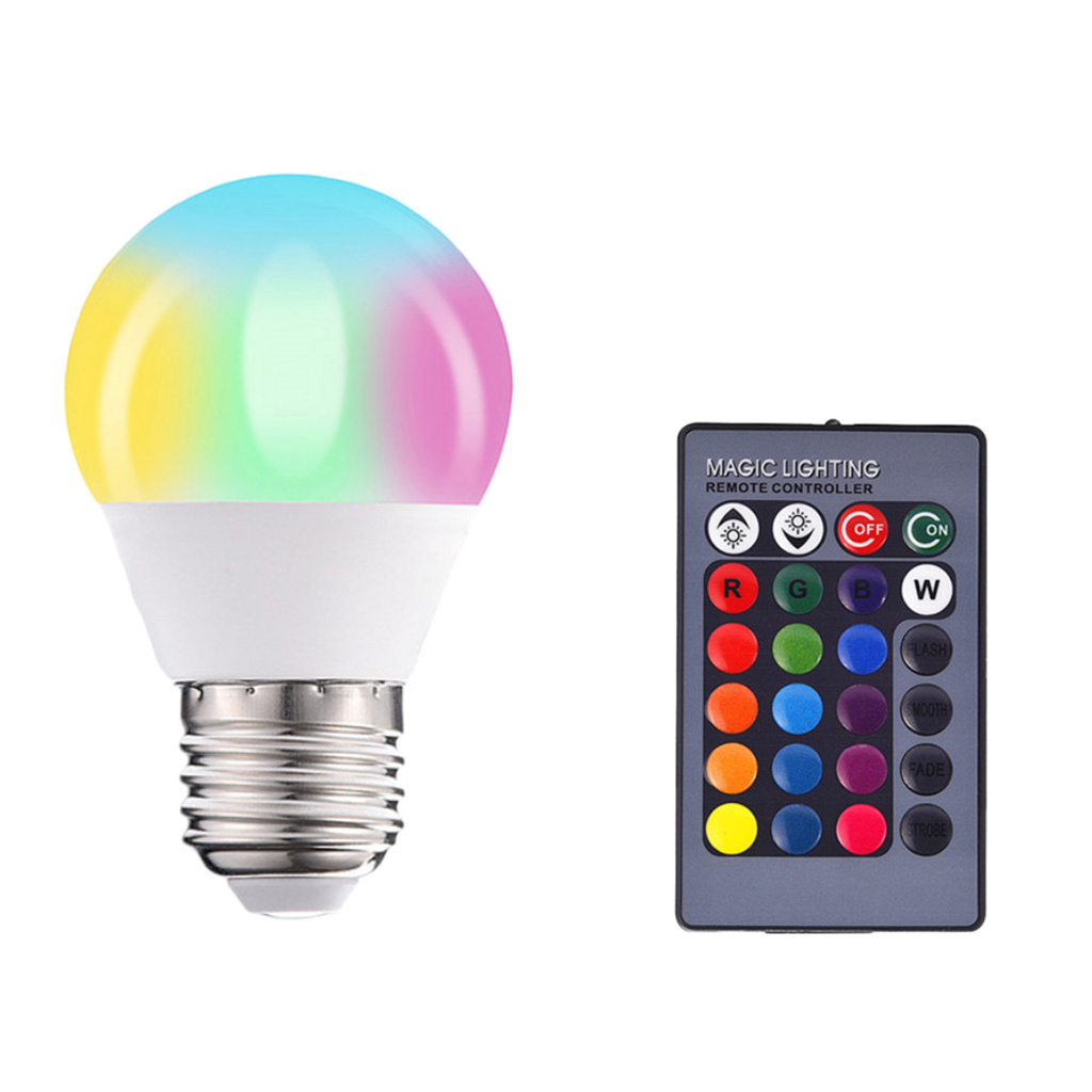 E27 Socket RGB Bulb Remote Color Changing Light Bulbs Home Store Decoration