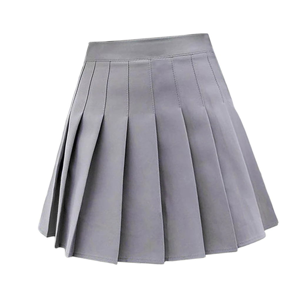 Women Girls High Waist Pleated Skirt Solid Skater Tennis School Uniforms Mini Skirt Cosplay Costume Cheerleader Skater Skirts