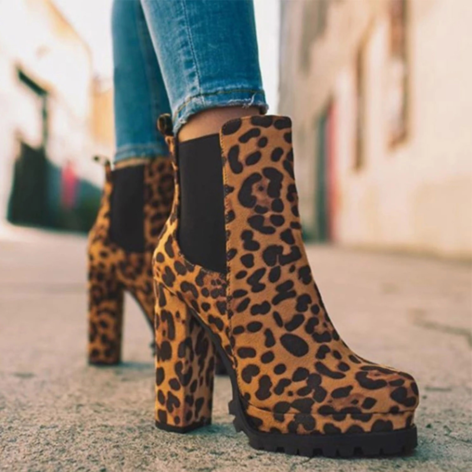 womens animal print booties