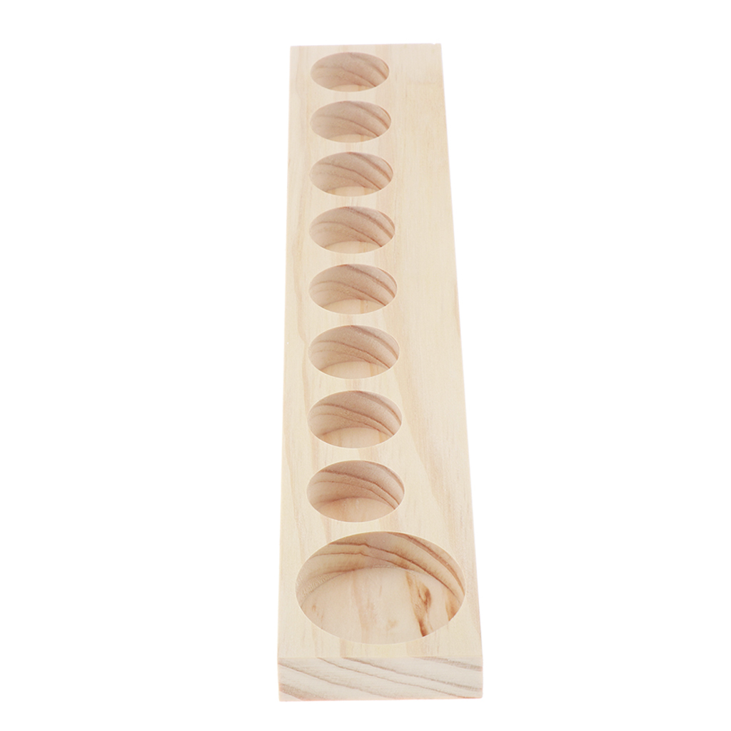 Natural Wooden Essential Oil Holder - Wood Rack Stand for 9 Bottles Organizer of 15ml