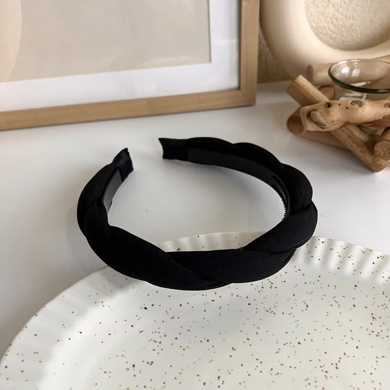 banana hair clips Black Winter Autumn Women Wide Hairband Padded Pearl Cross Fashion Headband Girls Headwear Korean Hair Hoop Bands Accessories hair clips for long hair