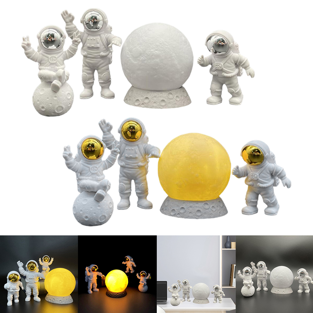 Nordic Astronaut Figurines Decor Model Cake Topper Spaceman Statue Sculpture Kids Boys Gifts