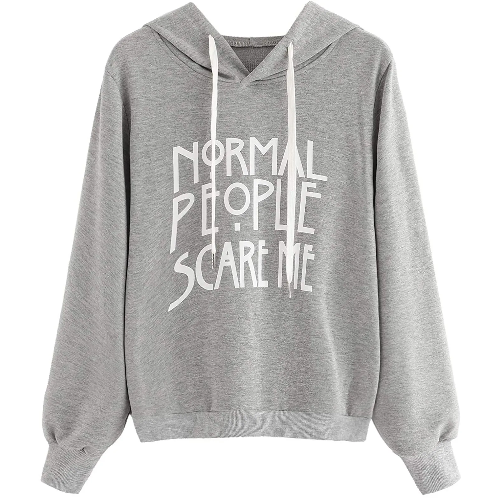Normal People Scare Me Sweatshirt Womens Letter Print Pullover Long Sleeves Top Blouse 
