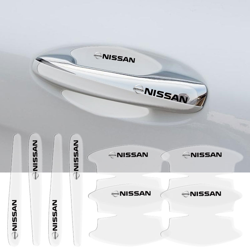 8pcs Car Door Handle Sticker Automotive Stickers For Nissans Tiida Sylphy Teana Note X-Trail 1 2 T31 T32 Serena Almera Qashqai