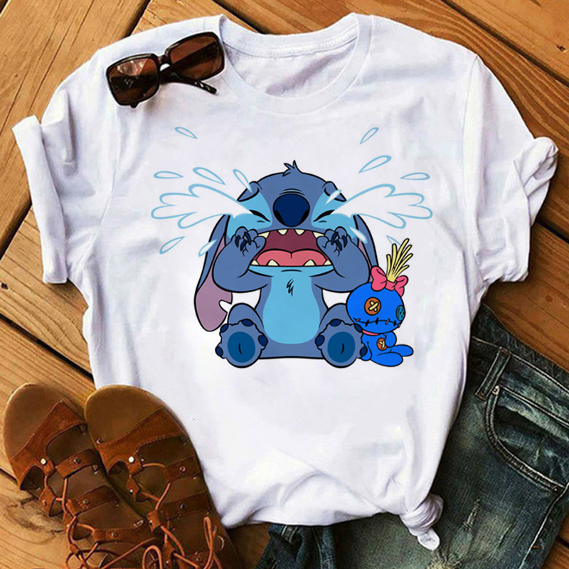 Kawaii Disney Cartoon Stitch T Shirt Men/Women Ohana Lilo Stitch Graphic Tees  Anime Summer Tops Harajuku T-shirt Female