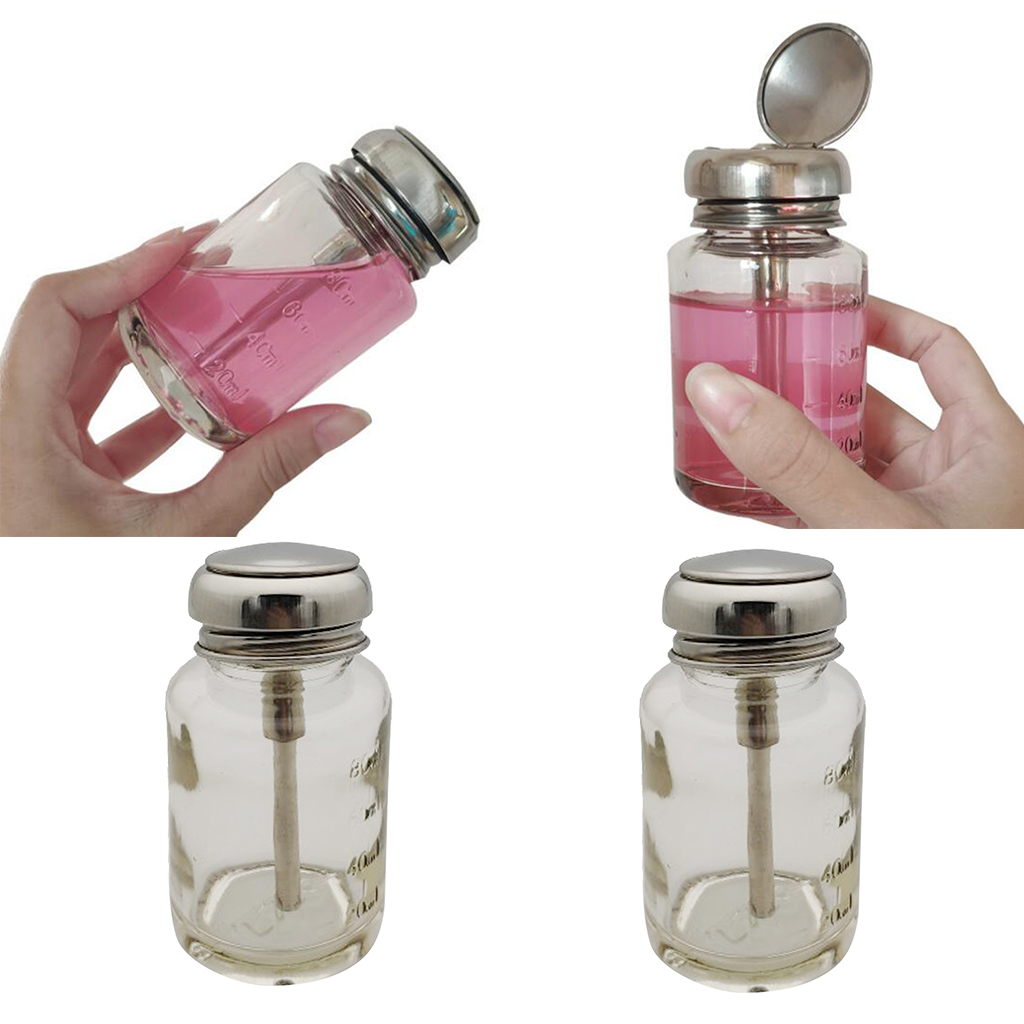 2x 80ml Glass Push Down Press Pump Bottle Liquid Alcohol Bottle Dispenser Vial