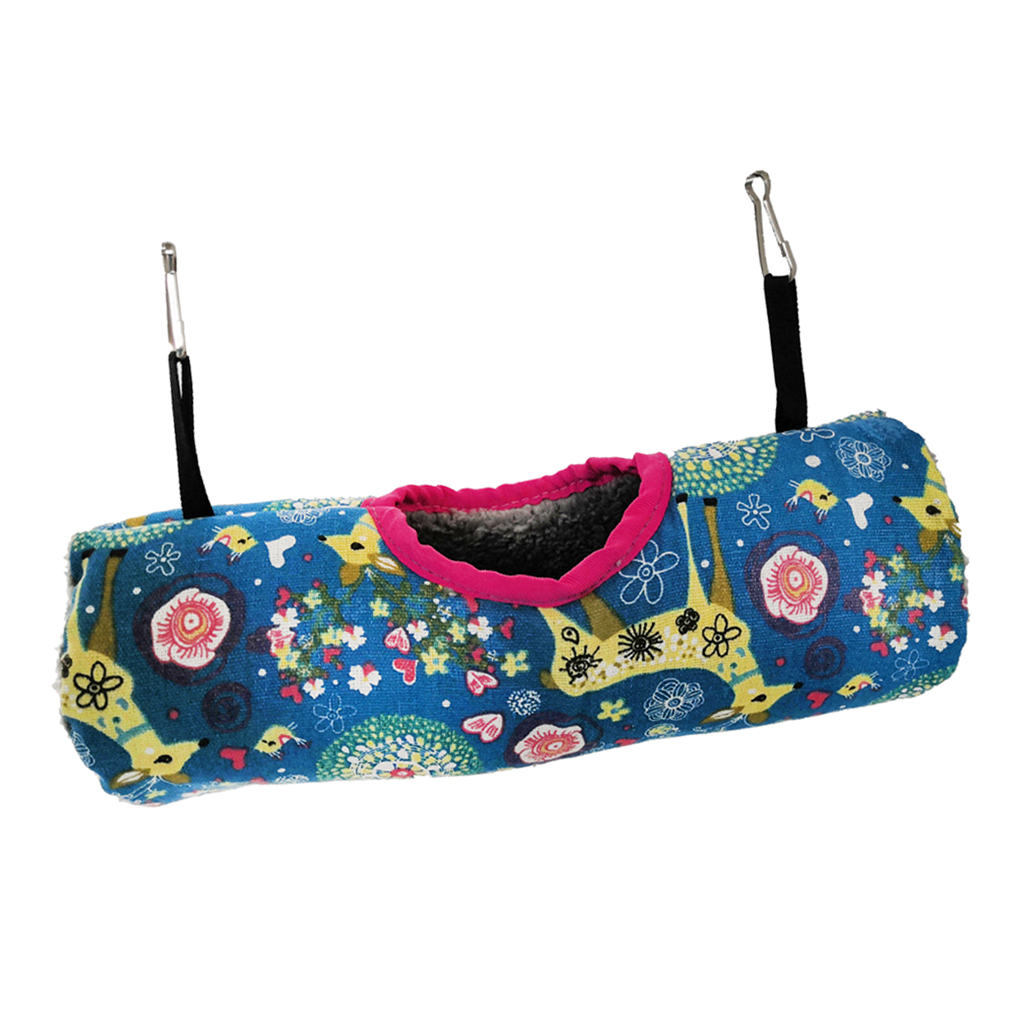 Small Pet Tunnel Tube Hammock Toy Cave Hut for Hamster Sugar Glider Blue