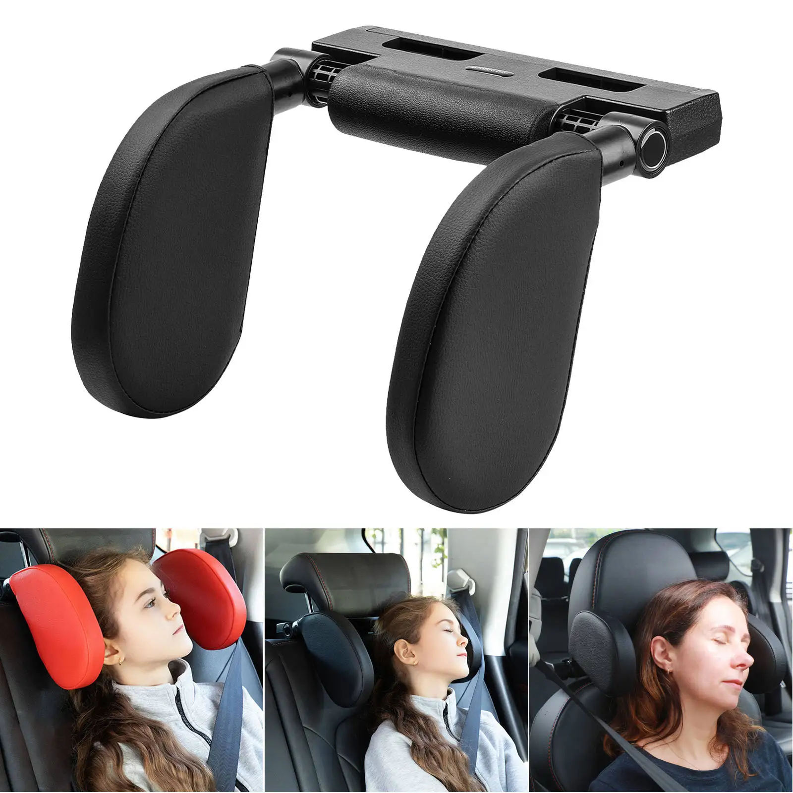 U-Shape Car Seat Headrest Detachable Adjustable Relax Cushion Fit for Car Trip Teenagers