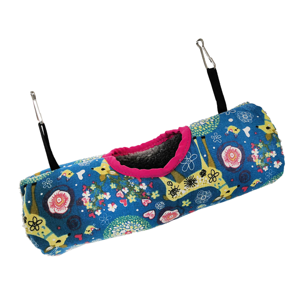 Small Pet Tunnel Tube Hammock Toy Cave Hut for Hamster Sugar Glider Blue