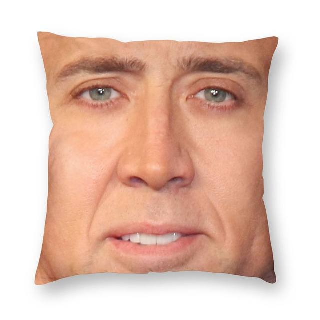 Funny Hilarious Art Nicolas Cage Dwayne Johnson Rock Smiling Face Meme  Humorous Sofa Decoration Pillow Case Linen Cushion Cover - AliExpress