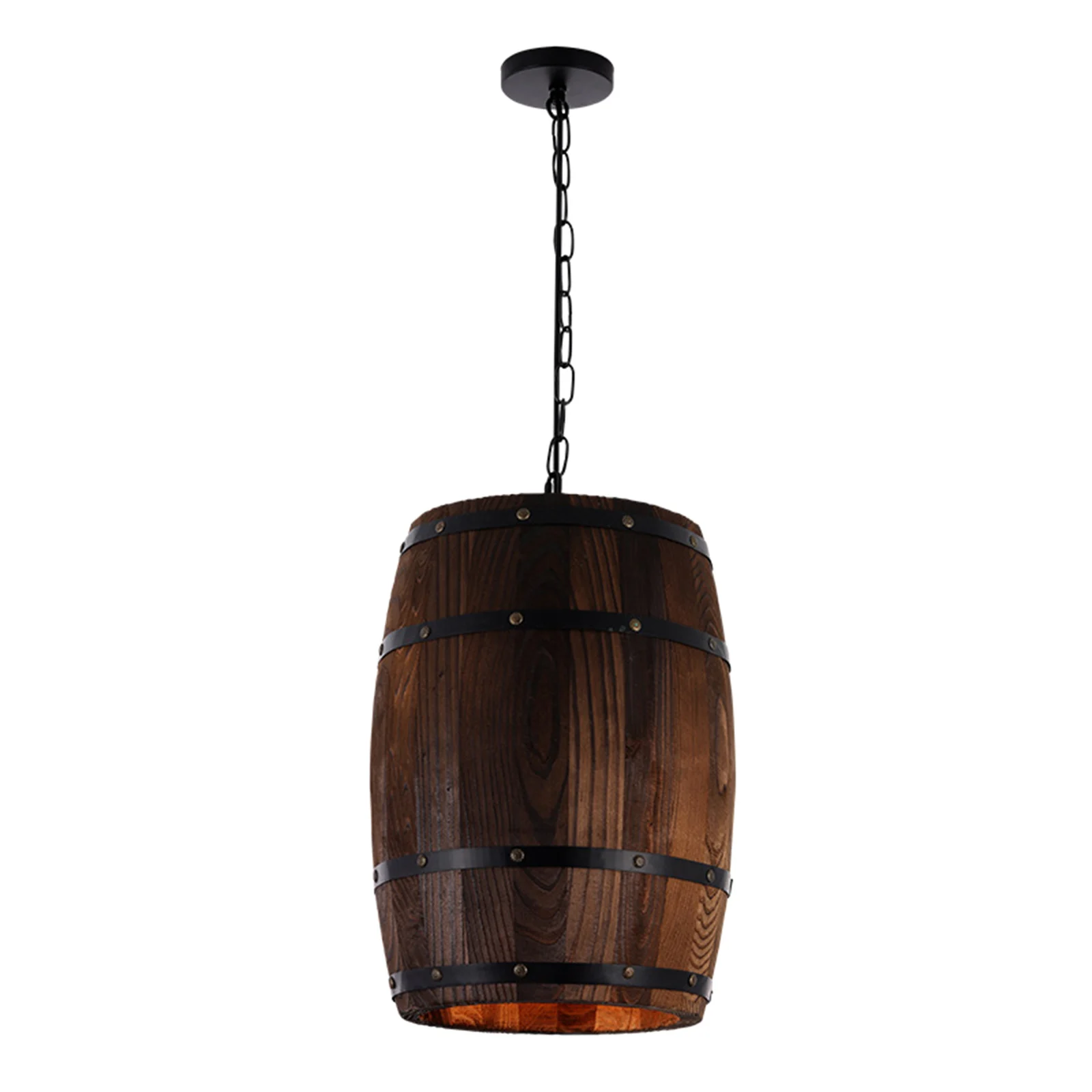 Antique Wood Art Wine Barrel Shade Hanging Pendant Ceiling Lamp Lighting Rustic Bar Cafe Light Fixture Decorative