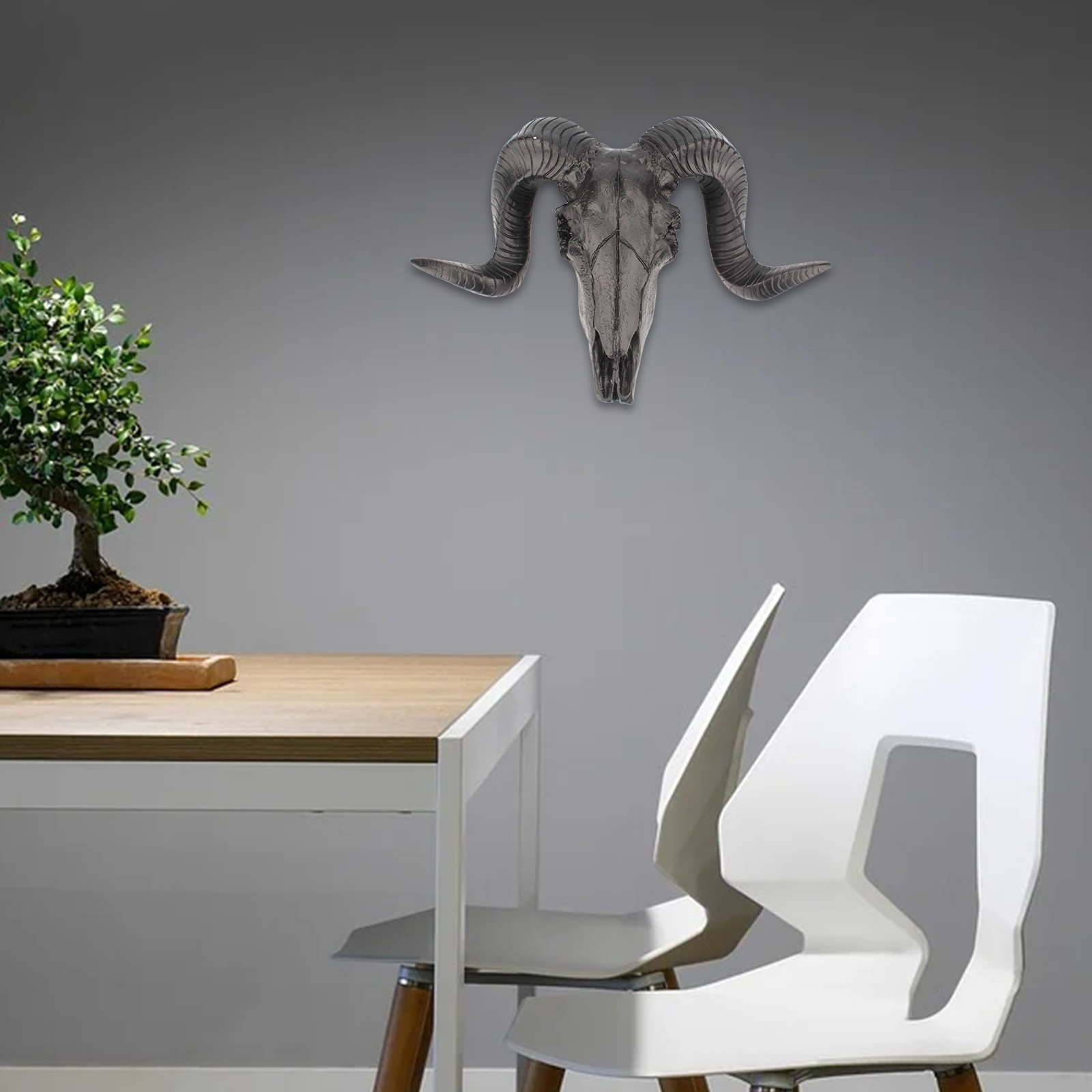 Sheep Skull Home Decor Ram Curled Horns Wall Hanging Wall Mounted Giraffe Sculpture Wildlife Animal Head Wall Decor Ornaments
