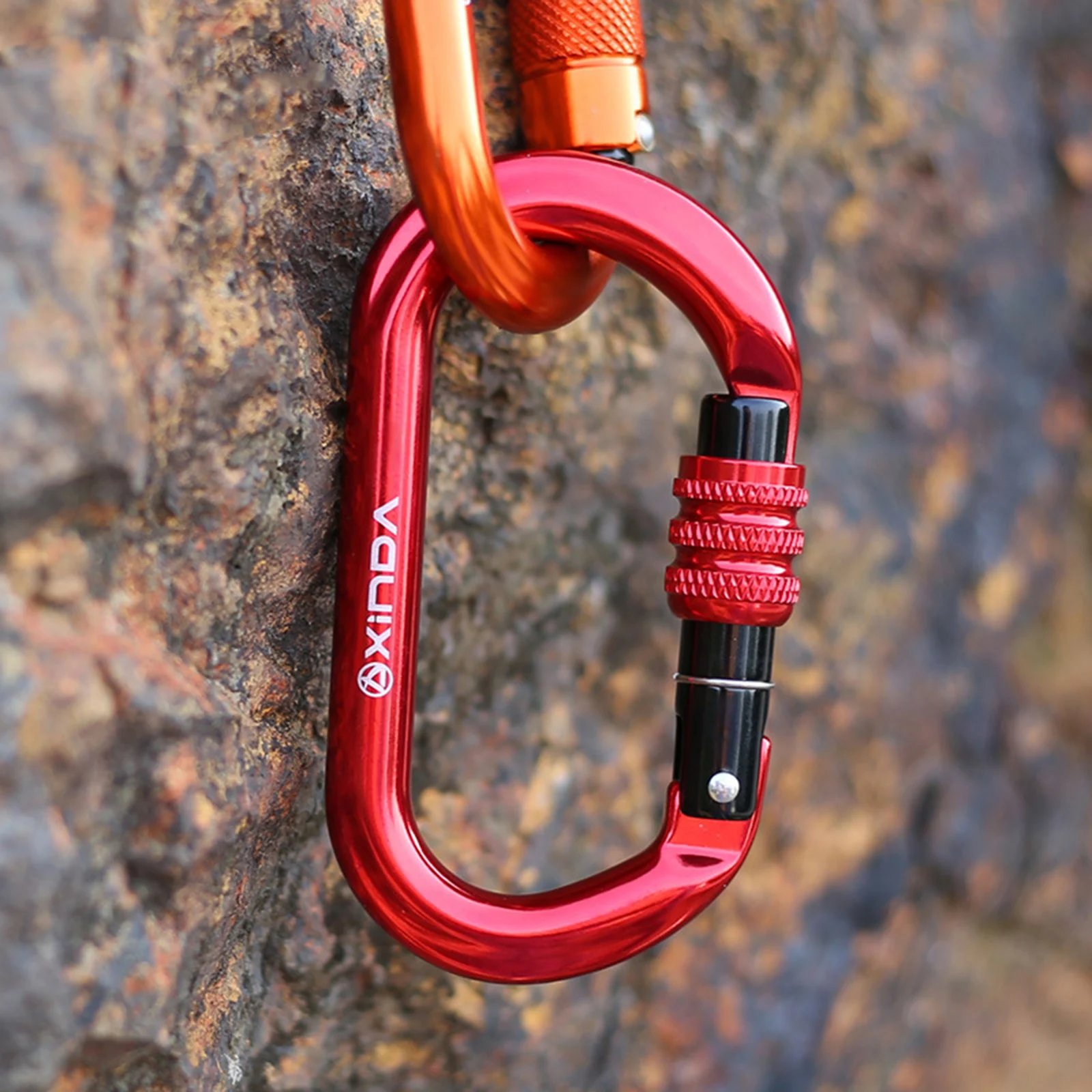 25KN Carabiner Clip Heavy Duty Aluminum D-Ring Hook Screw Lock Rock Climbing 