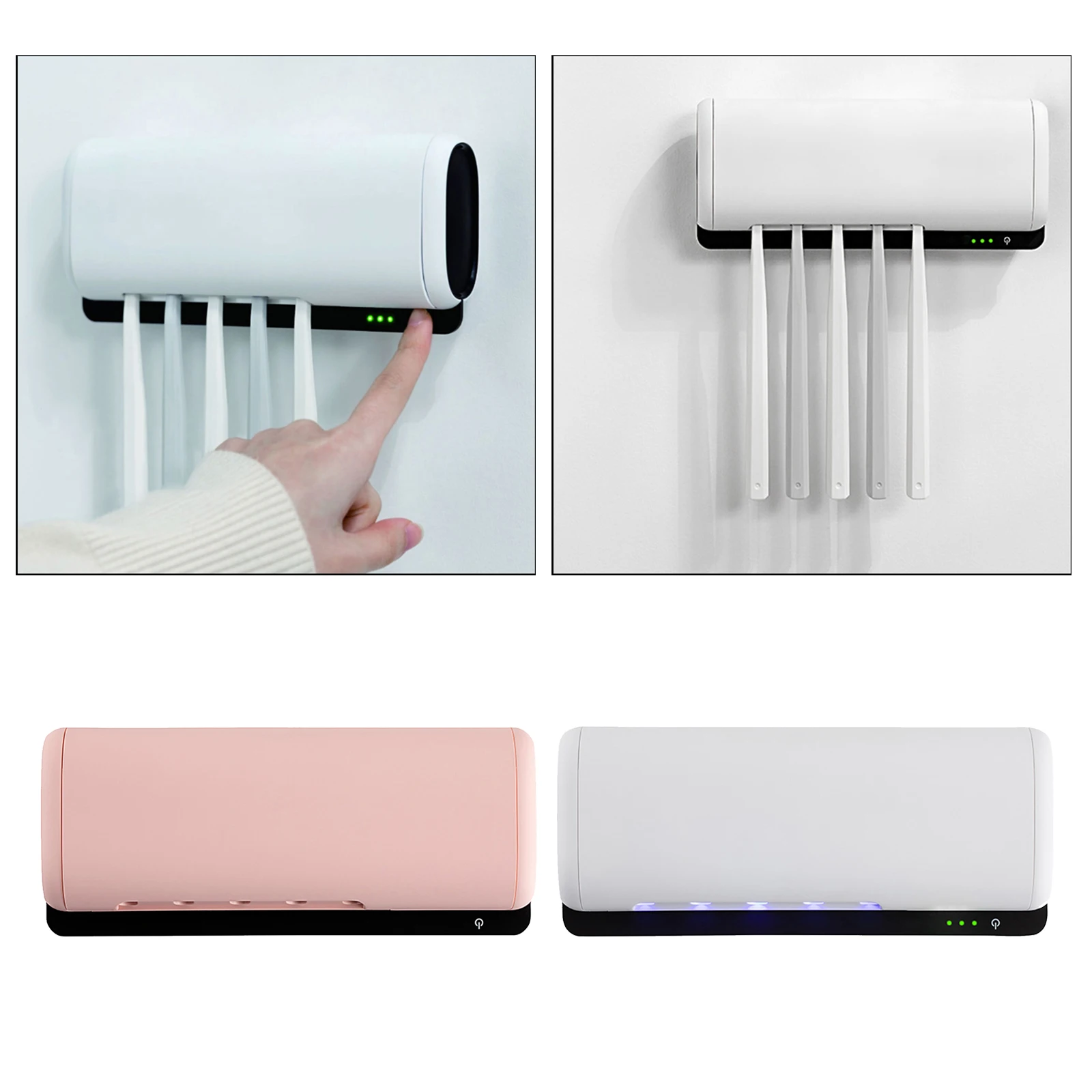 UV Toothbrush Holder Sanitizer Bathroom Toothbrush Storage Box Multi-function Storage Holder Holds 5 Toothbrushes