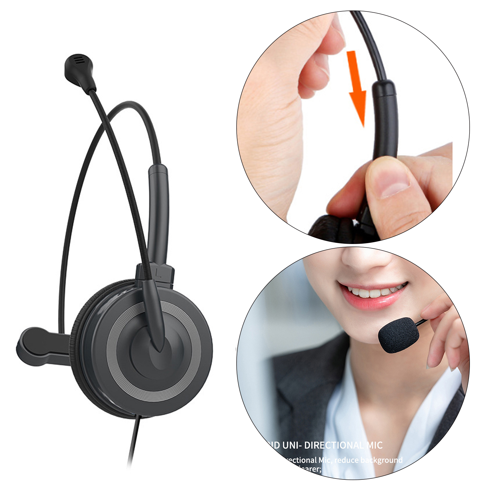 Lightweight USB Headset Wired Headphone with Microphone Ultra Comfort Clearer Voice for School Classroom Call Center Gaming