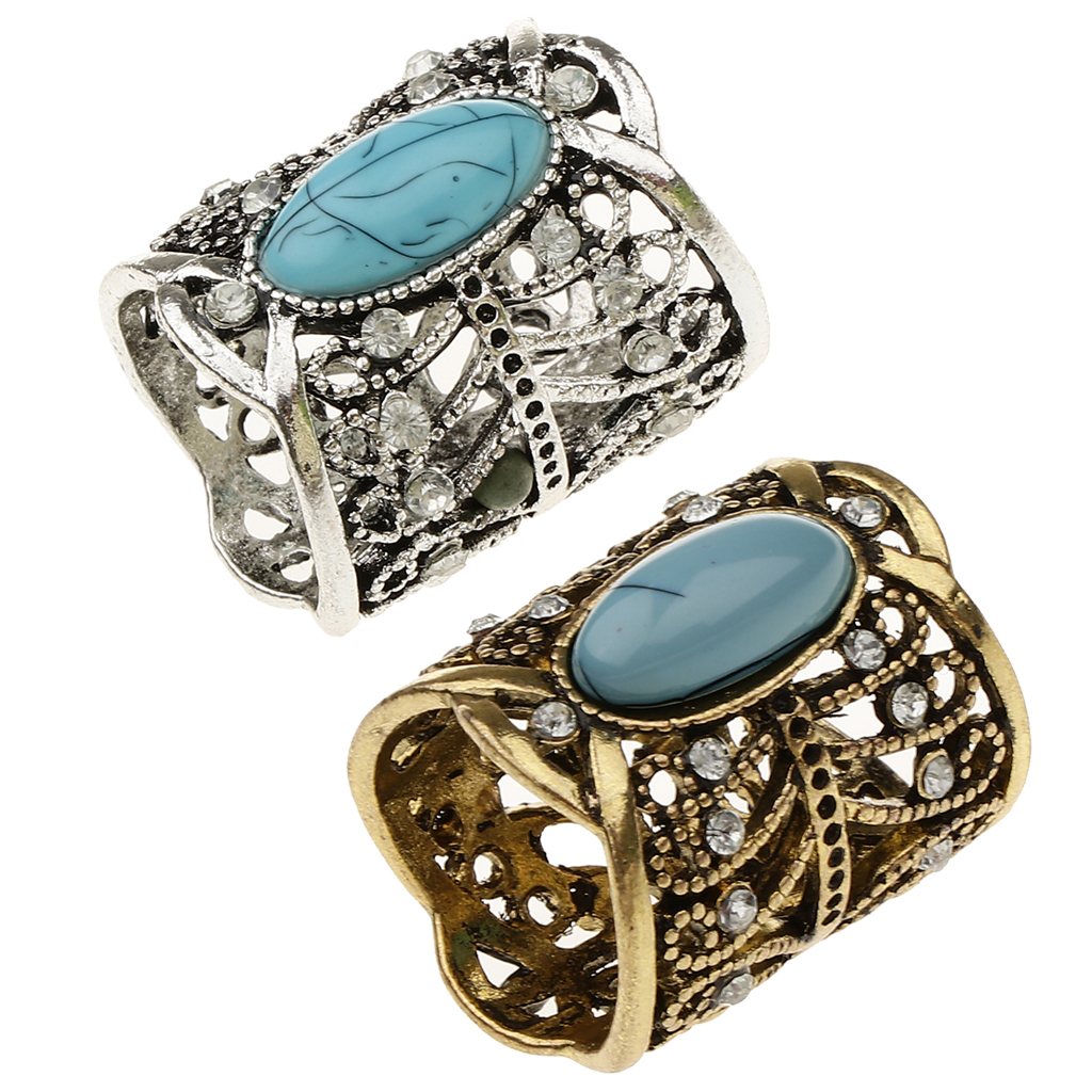 Rhinestone Turquoise Chiffon Scarf Clips Rings Holder Jewelry