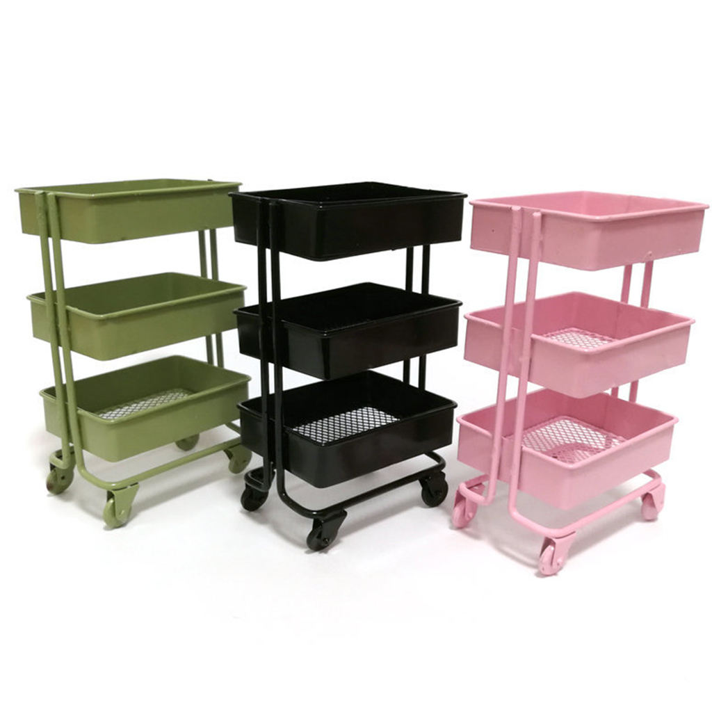 Doll House Accessory,Model Role Play Miniature 1/12 Storage Rack Trolley Kitchen Kitchenware Storage Shelf Decor