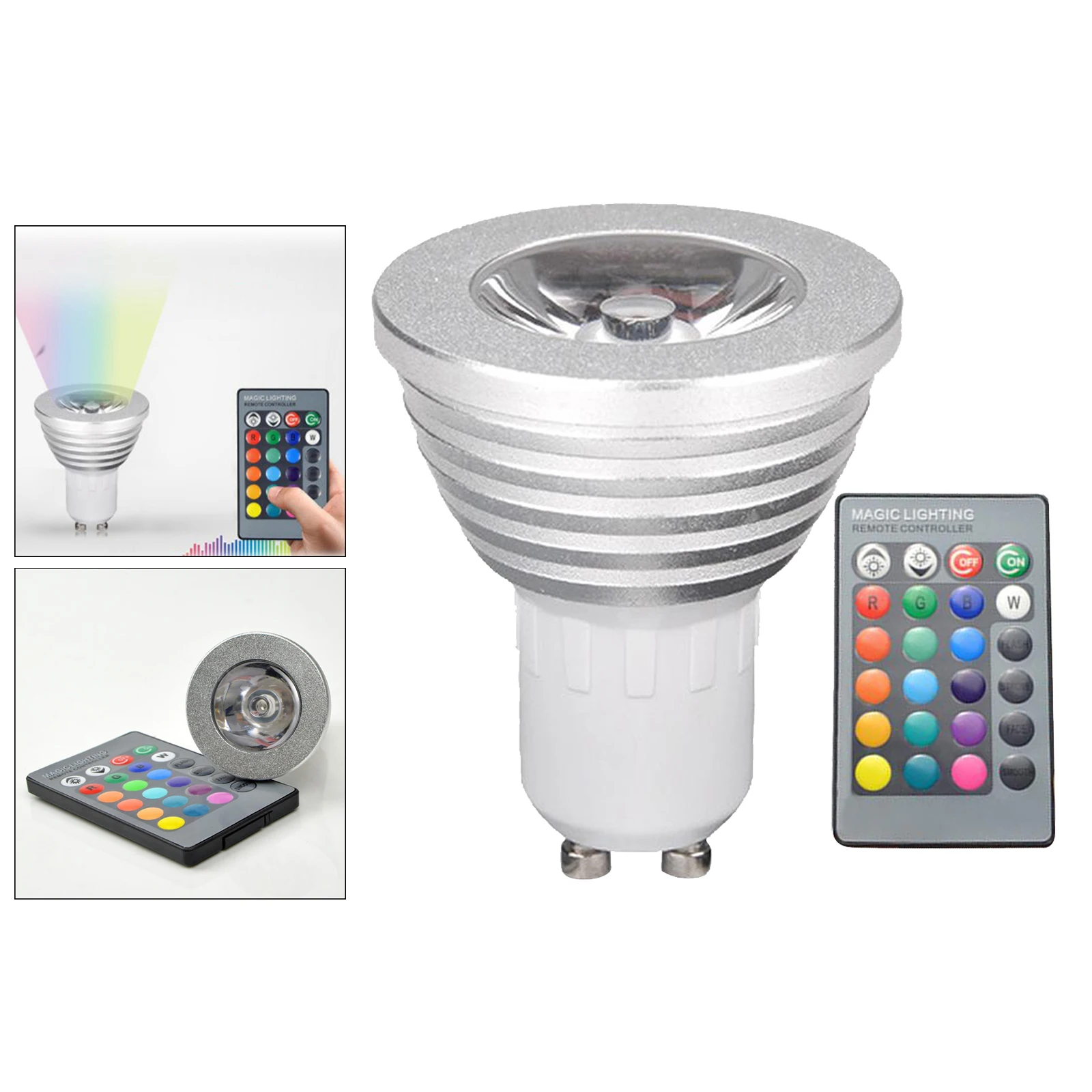 GU10 LED Light Bulb 3 Watt Color Changing RGB Dimmable LED Light Bulbs with Remote Control