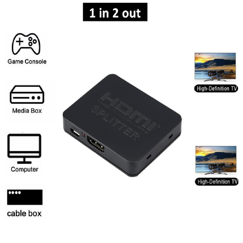 HDMI Splitter 1 Eingang 2 Ausgänge 1080p 4K HDMI-kompatibler Adapter 1x2 HDCP 3D Switcher 2-Port-Hub für HDTV DVD PS3 Xbox TV-Box Monitor – Detail 3