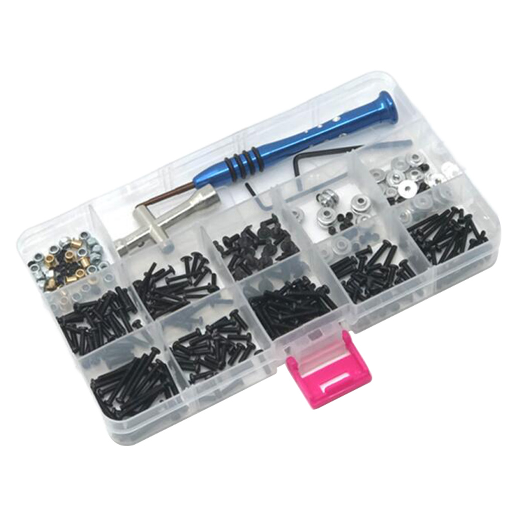 Metal RC Screw Kit Repair Screws Tool Box for 1/10 1/12 1/16 Scale RC Trucks Crawler with Screwdriver