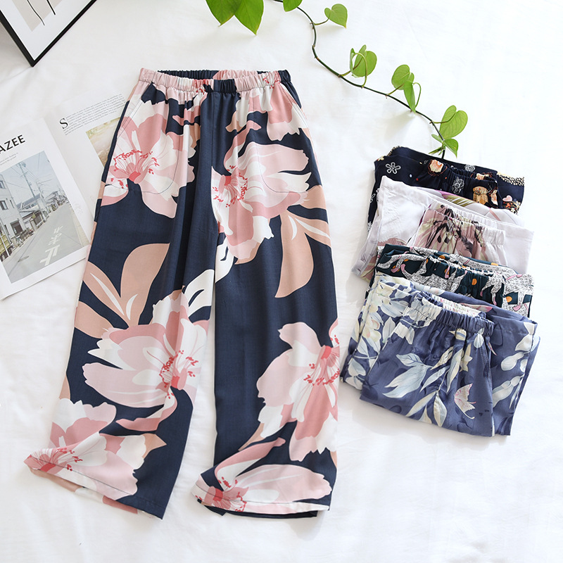 Neue Sommer-Cropped-Hosen 100% Viskose Damen-Shorts Kunstbaumwolle Locker Lässig Große Blumenmuster-Hosen Niedliche Unterteile für Frauen – Detail 5