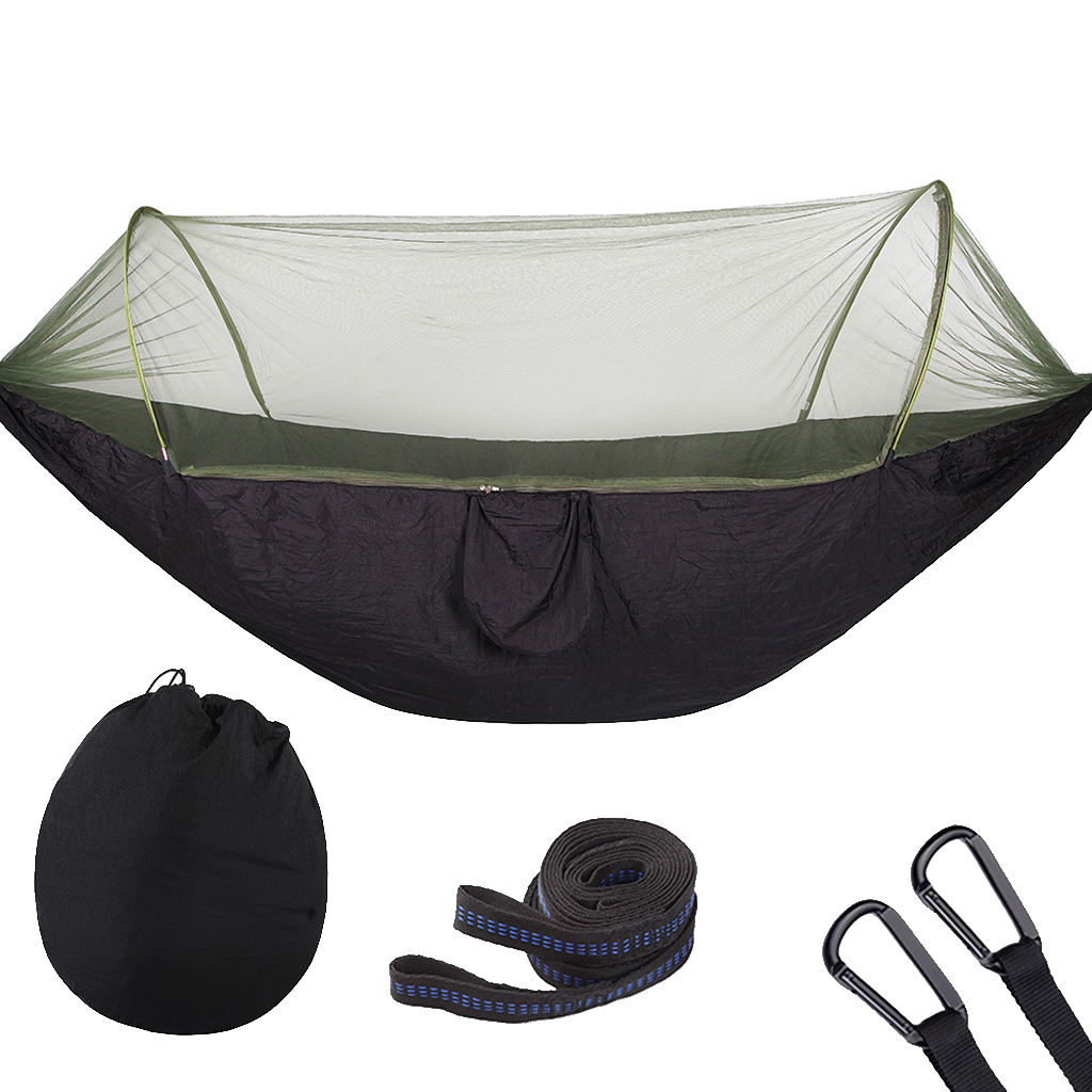 Portable Parachute Outdoor Camping Hammock with Mosquito Net Straps Carabiners