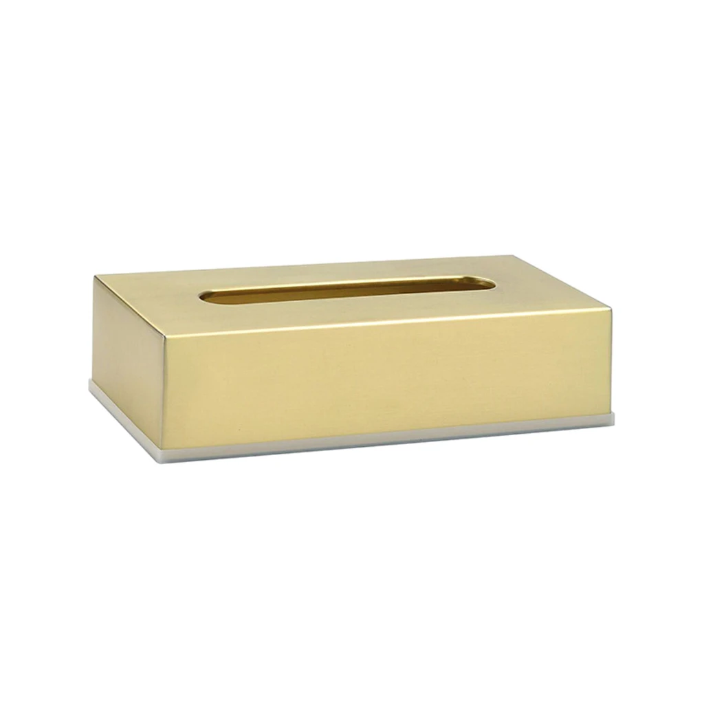 Tissue Box Holder Paper Container for Home Car Dresser Decor Brushed Gold