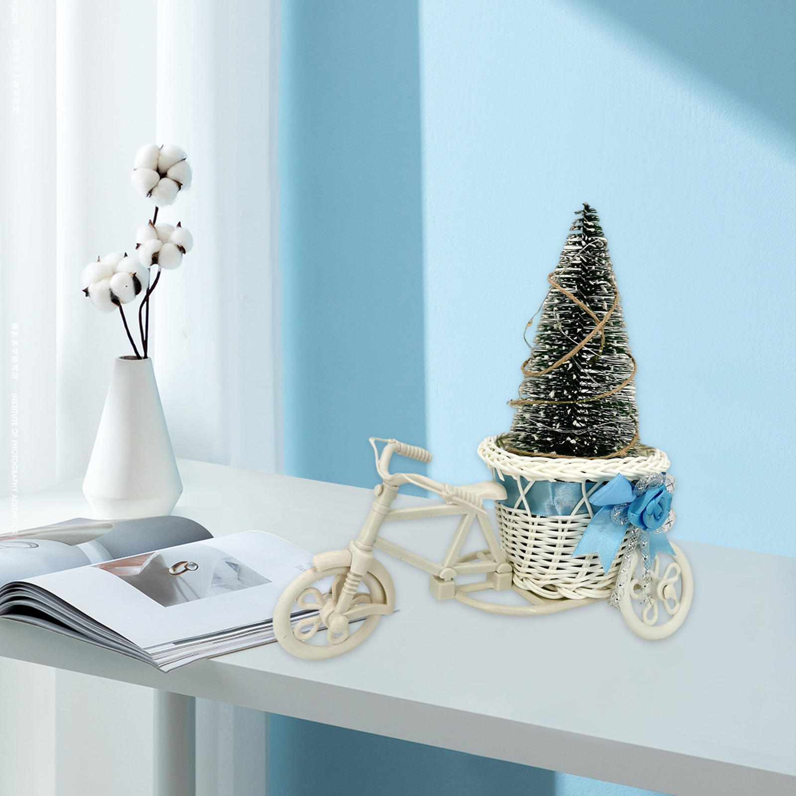 Immitation Rattan Flower Basket Vase Tricycle Bicycle Model Home Garden Wedding Party Desk Ornament Home Decor Birthday Gift