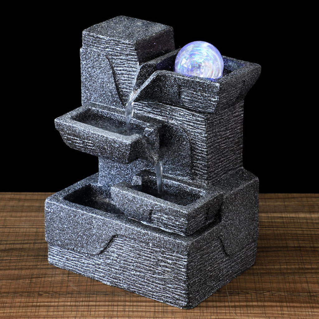 Indoor Water Fountain Waterfall Scene Tabletop Feng Shui Meditation Tabletop Desk Fountain for Home Yoga Office Spa Living Room